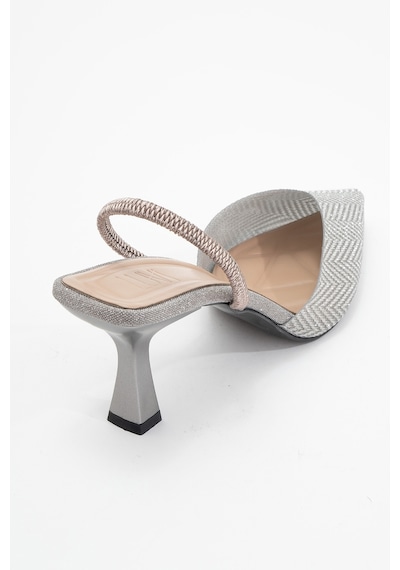 Luvishoes Luvi Shoes Renos Platin Kum Sim Sivri Burun Kadın Topuklu Abiye Ayakkabı Platin