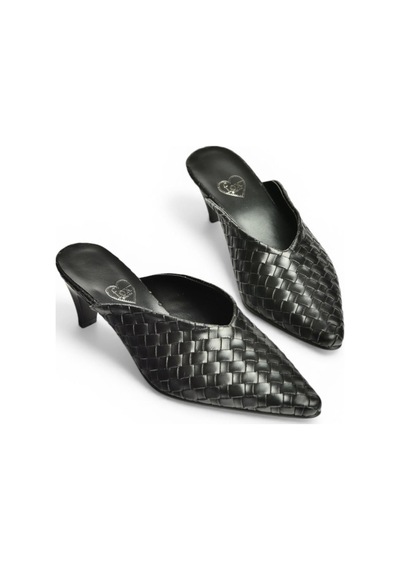 Fox Shoes Y654660709 Siyah İnce Topuklu Önü Kapalı Kadın Terlik