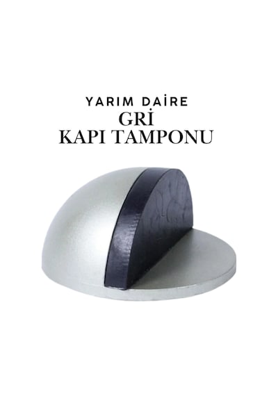 Gri Yarım Daire Yapışkanlı Kapı Tamponu Kapı Stoperi Metal Kapı Stopu Durdurucu Kapı Kolu Koruyucu