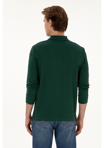 U.S. Polo Assn. Erkek Regular Fit Polo Yaka Koyu Yeşil Basic Sweatshirt 50313772-VR079