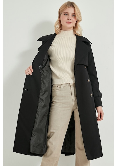 Pastelastore %100 Pamuk Gabardin Uzun 110cm Astarlı Kemerli Kadın Trençkot 1111 Siyah Pastelastore %100 Pamuk Gabardin Uzun 110cm Astarlı Kemerli Kadın Trençkot 1111 Siyah