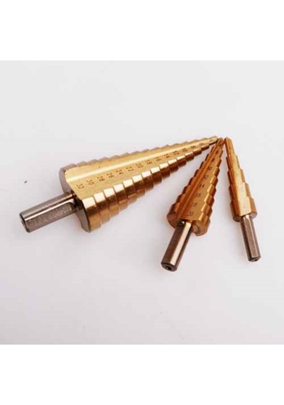 3 Lü Set Matkap Ucu Kademeli Sac Delme Aparatı Hss Titanyum Kaplama 5570
