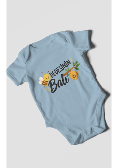 Morivokids Dedesinin Balı Kısa Kollu Bebek Body %100 Pamuk Bebe Mavisi