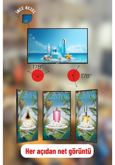 Digital Signage Ekran Duvara Monte Yüksek Parlaklık Full HD 7/24 Reklam & Ekranı 65 inç