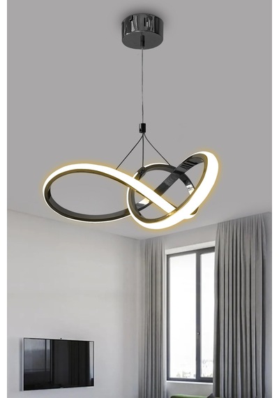 Düz 3 Renk Kardelen Model Beyaz- Sarı- Gün Işığı Modern Sarkıt Led Avize Siyah 3 Renk