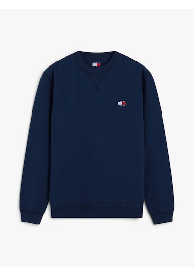 Tommy Hilfiger Tjm Reg Badge Crew Ext Erkek Mavi Sweatshirt - Dm0dm23607