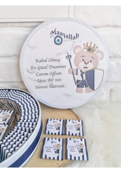 Angel Gift Chocalate İsme Özel Ayıcıklı Sünnet Hatırası Hediyelik Erkek Bebek Çikolatası Çok Renkli 100 Adet
