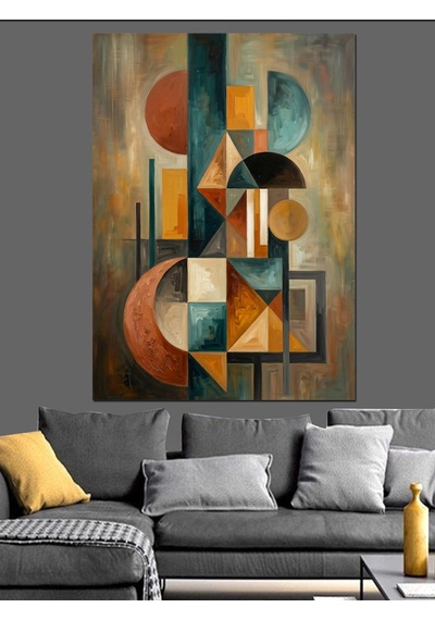 Geometrik Soyut Renk Blokları Dekoratif Kanvas - Mdf Ahşap Tablo