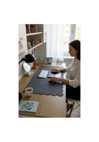 Kıvrımlı Kenarlı Keçe Mouse Pad - 98x45 Cm Antrasit