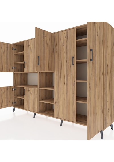 Hyperion Dolap 13 Raflı 7 Kapaklı 220x44x163 Çam-çam Çam-çam