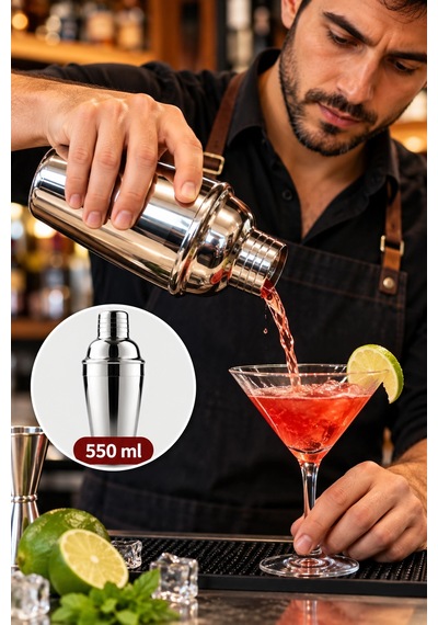 Professional Paslanmaz Çelik Shaker 550 Ml - Bar Ve Ev Tipi Kokteyl Karıştırıcı
