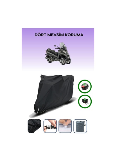Siyah Arka Çanta Ve Kilit Uyumlu Piaggio Mp3 400 Uyumlu Motor Brandası