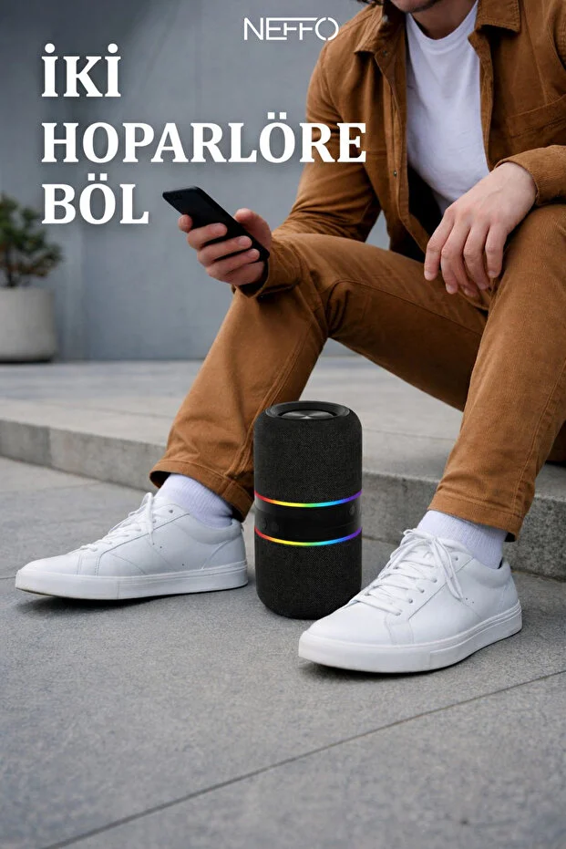 Ayrılabilir Bluetooth 5.3 Hoparlör Çift 52mm Sürücü, Yüksek Ses, Stereo Ses Sistemi Siyah