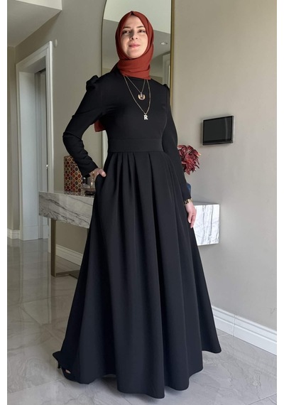 Rabia Şamlı Rose Elbise Siyah Normal