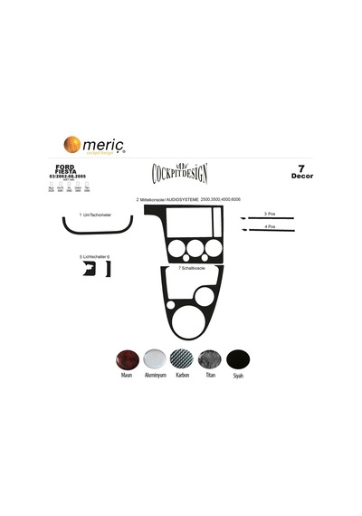 Meriç® Ford Fiesta Ön Torpido Kaplama 7 Parça 2002-2005 (530156313) Meriç® Ford Fiesta Ön Torpido Kaplama 7 Parça 2002-2005 (530156313)