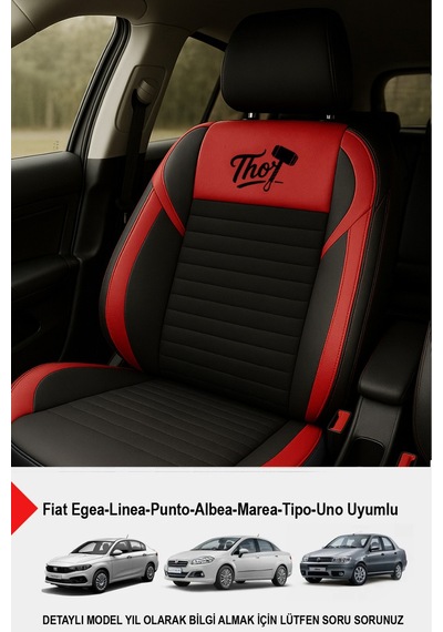 Naz Oto Thor Tay Tüyü Oto Koltuk Kılıfı Fiat Egea-linea-punto-albea-marea-tipo-uno Uyumlu Kırmızı