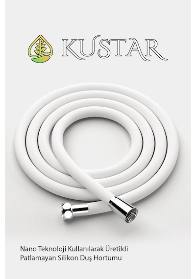 Kustar Nano Silikon Patlamaz Yırtılmaz Ezilmez Duş Hortumu 150 Cm Beyaz Banyo Duş Hortumu Siyah