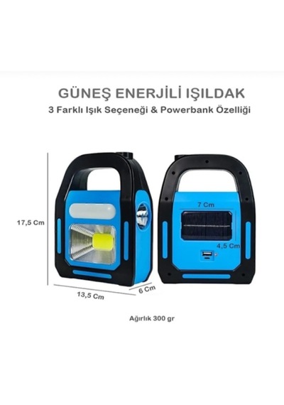 Güneş Enerjili Solar Kamp Lambası & Powerbank Özellikli Çok Yönlü Işıldak -