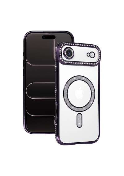 Apple İphone 17 Air Joke Simli Magneticsafe Kılıf - Derin Mor 0.2M-Çok Renkli
