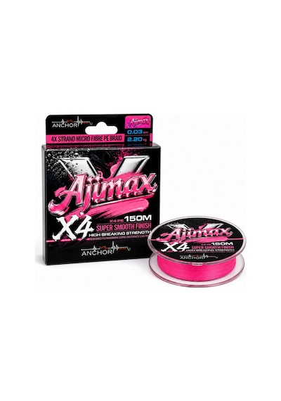 İp Örgü Misina - 4 Kat - Anchor Ajimax 4x - 150mt - Pembe - 0.03mm