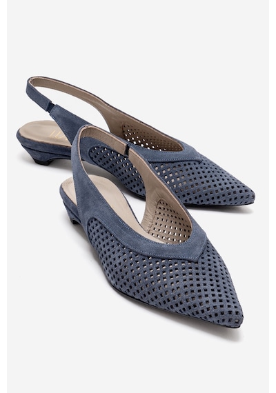 Luvishoes Lıeve Kot Mavi Süet Hakiki Deri Kadın Alçak Topuklu Ayakkabı Mavi