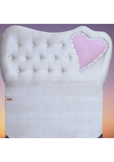Başlık KALPLİ  Eko 90 cm  Baby face AÇIKGRİ Pembe Renk kapitone El yapım
