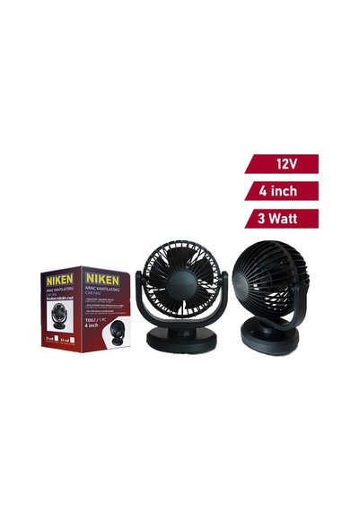 Niken Oto Vantilatör Küçük Tekli 12V 4 Inch Çakmak Girişli
