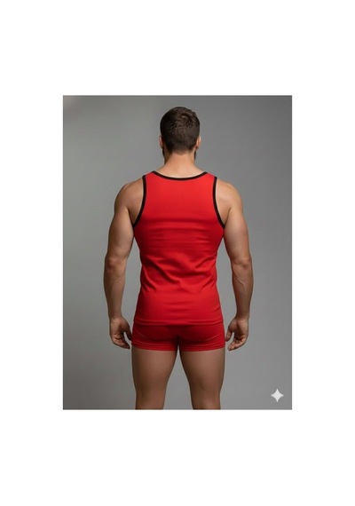COjans Erkek Kırmızı Tank Top Boxer Takımı Çok Renkli