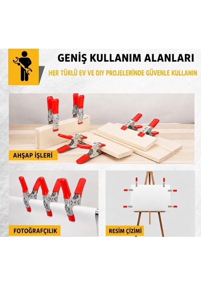 6 Adet Ağır Hizmet Tipi Metal Yaylı Mandal Metal Mengene İşkence Kelepçesi Güçlü Sıkma Kuvvetine Sahip, Pvc Ka