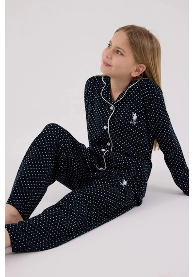 Kız Çocuk Gömlek Pijama Takımı - Lacivert Lacivert