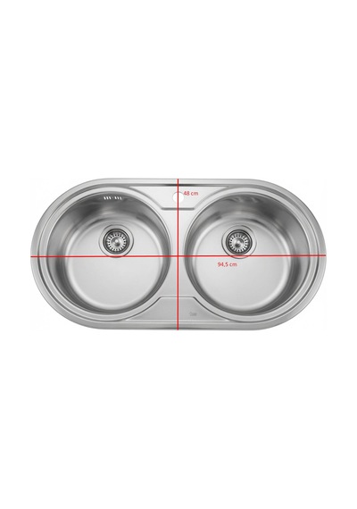 Teka - İkili Yuvarlak Çelik Eviye 48x91,5 - Be2b700-
