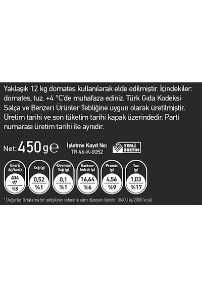 Akalp Çiftliği Konsantre Domates Salçası 450 G
