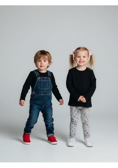 Zekids Bebek Pamuklu Bisiklet Yaka Basic İnce Uzun Kollu T-shirt-16779 Siyah