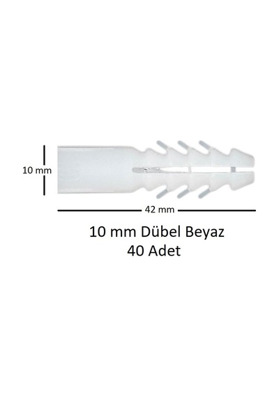 Dübel, 10 Mm Beyaz Dübel, 40 Adet