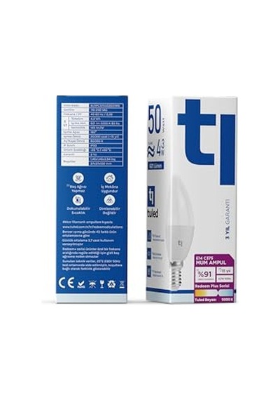 Redeem Plus C37s E14 Mum Ampul, Titreşimsiz, Göz Konforu, 621 Lümen, Tuled Beyazı, 5000 Kelvin Diğer