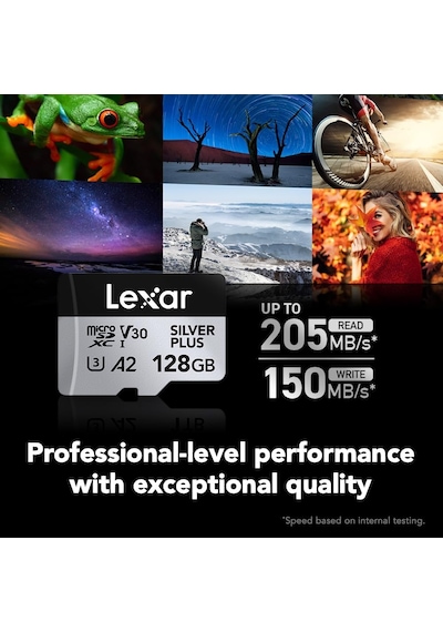 128 Gb Profesyonel Gümüş Artı Mikro Sd Kart, Uhs-ı, C10, U3, V30, Full Hd Ve 4k, 205/150 Mb/s'ye Kadar Microsdxc Hafıza Kartı, Videografçılar, Oyuncular İçin Lmssıpl128g-bnanu