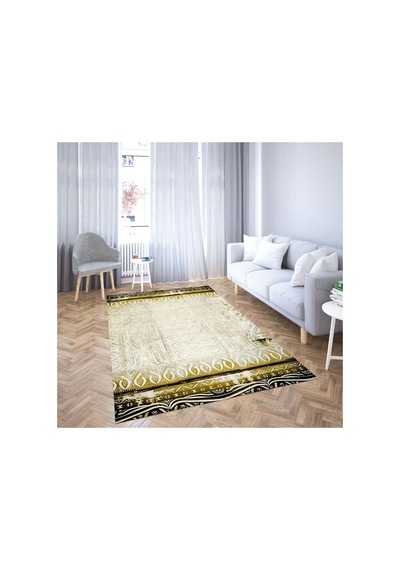 Vicenza Makinede Yıkanabilir Kaymaz Taban Dekoratif Modern Mutfak Yolluk Koridor Ve Salon Halısı Sarı