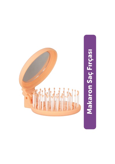 Beauty Makaron Saç Fırçası - 3d Esnek, Aynalı, Çanta Boy - Compact Detangler Yavruağzı