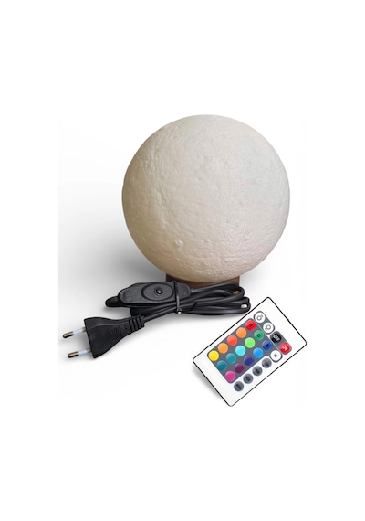 Ay Lambası Kumandalı Rgb Renk Değiştiren Gece Lambası 17.4 Cm E27 Ampul Dahil Çok Renkli