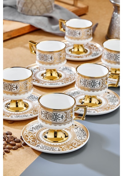 Cooker Zerina 6 Kişilik 90 Ml Porselen Kahve Fincan Takımı Ckr4528 Beyaz