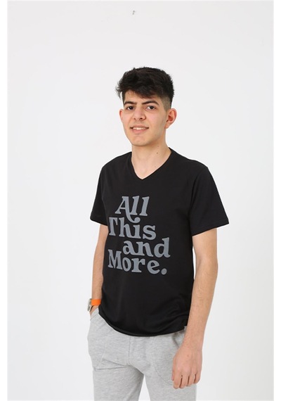 Akbeniz Erkek Genç Garson Boy Kısa Kol Siyah Penye Şortlu Pijama Takımı 20377