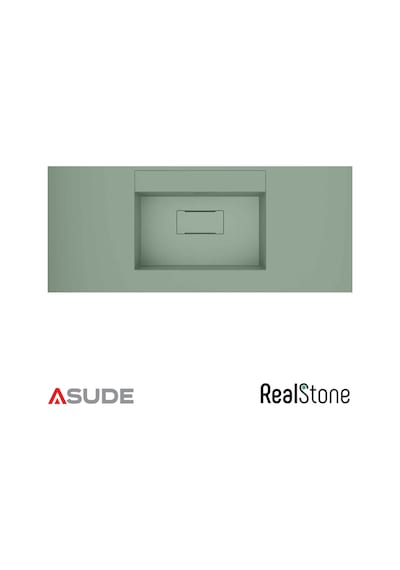 Realstone Flatstone Etajerli Granit Lavabo 120 50cm Mint Yeşili Yeşil