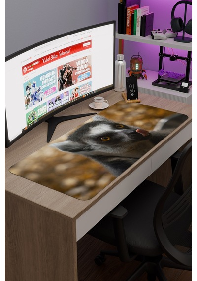 Lemur Kaymaz Dikişli Kauçuk Oyuncu Mousepad V1 - 90x40 Xxl Gaming Mouse Pad Fare Altlığı