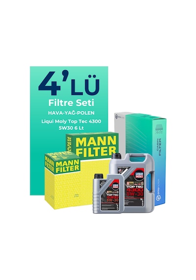 Mann Dacia Duster 1.3 Benzinli Filtre Bakım Seti Liqui Moly Motor Yağlı (2018-2024) 4 Lü -