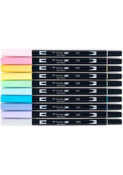 Abt Dual Brush Pen Grafik Kalemi 10'lu Set - Pastel Colors