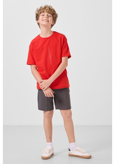 Tommylife Fiesta Pamuklu Yumuşak Dokulu Oversize Baskılı Erkek Çocuk T-shirt - 11301 Kırmızı