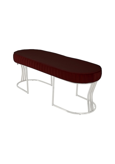 Viego Silver Striped- Bordo Kapitoneli Chester Model Puf & Bench & Koltuk & Uzun Makyaj Puff & Yatak Ucu &önü