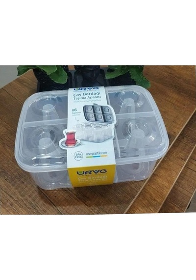 Piknik Çay Bardağı Taşıma Aparatı Kutusu 6 Bardak Kapasiteli Plastik Çok Renkli