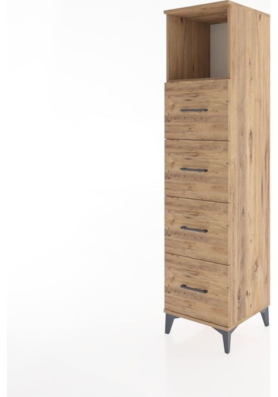 Hyperion Dolap Tek Raflı 4 Çekmeceli 44x44x182 Çam-çam Çam
