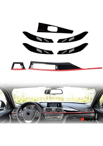 Bmw 3 Serisi F30 2013-2018 Sport Ön Göğüs - Kapı Kolları - Vites Çevresi Kaplama Seti - 7 Parça Set
